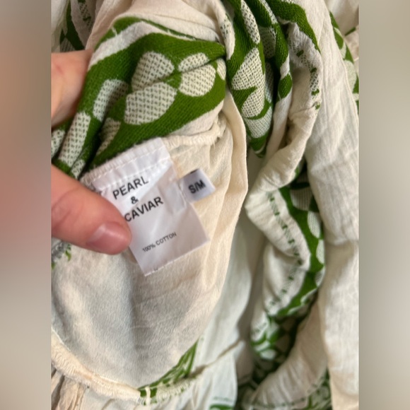 Pearl & Caviar Green and Cream Tiered Dress, size S/M - Picture 4 of 6